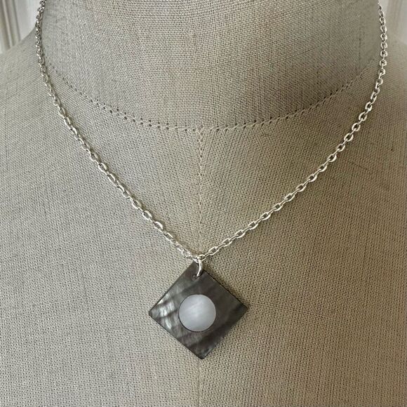 Iridescent Abalone Shell & Silver-Tone Pendant Necklace - Picture 1 of 6